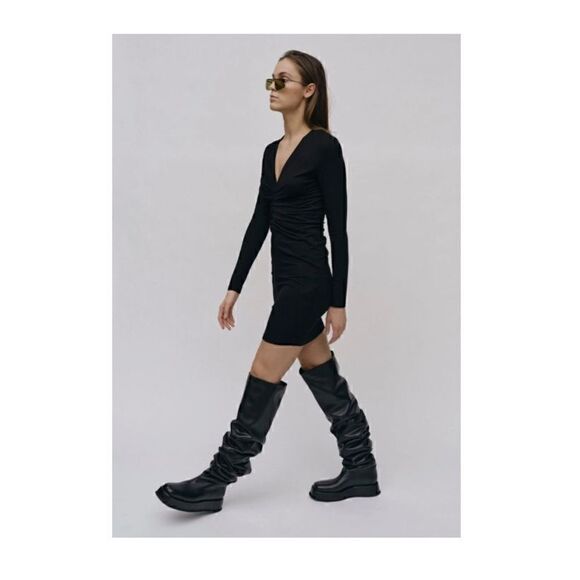 New Birgitte Herskind Anna Black Body Con Ruched Dress XS - Picture 2 of 5